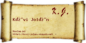 Kövi Jolán névjegykártya