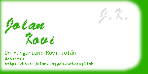 jolan kovi business card