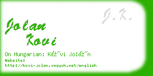 jolan kovi business card